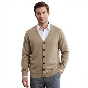 Cardigan pour homme à col en V, mélange laine et acrylique, manches longues, couleur unie, anti-boulochage, pour automne, printemps, hiver, style formel et décontracté, Full BD - Product Image 5