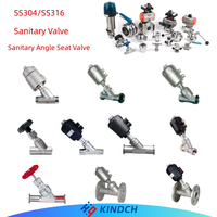 Katup Kupu-kupu Manual Higienis Saniter untuk Minuman dan Pembuatan Bir, Gagang Multi-Posisi, Bahan Stainless Steel AISI304/AISI316L, Merk KINDCH