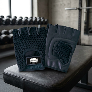SAIBRO Half Finger Gym Gloves PU Leather <b>Weight</b> Lifting Fitness Gloves Unisex Pull On Design Black - Product Image 3