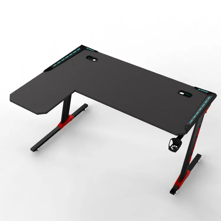 1.6m tavolo da gioco moderno più venduto con luci a LED tavolo da gioco a forma di L per PC portatile