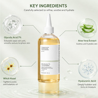 Tonique liquide exfoliant à l'acide glycolique et à la vitamine E pour le visage, éclaircissant, affinant la texture de la peau, hydratant, pour femmes, étiquette privée OEM