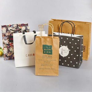 Bán buôn đầy đủ logo in mua sắm túi giấy với xử lý màu nâu và trắng Kraft túi giấy với logo riêng của bạn - Product Image 3
