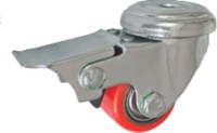 Roue pivotante en polyuréthane rouge avec frein, montée sur plaque, pour chariot, rouleau de 25 x 27 mm pour équipement léger