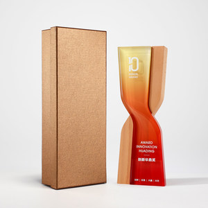Trofeo de Cristal y Madera con Diseño Personalizado, Logotipo Creativo, Tecnología Elegante, para Reuniones Anuales, Premio a Empleados Destacados y Equipos - Product Image 5