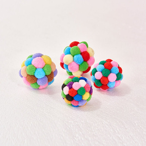 RTS工場卸売価格 鈴付き七色ぬいぐるみボール 手作り 犬猫用インタラクティブおもちゃ ペット用品 - Product Image 6