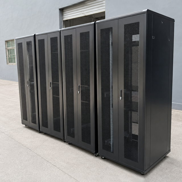 42U Floor Standing Server Rack Cabinet 600x1200mm 19-Inch Perforated Mesh Door Lockable SPCC Steel Data Center Enclosure Stock
