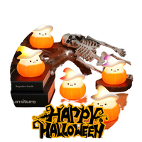 Veilleuse LED Moderne Citrouille Fantôme d'Halloween, Blanc Chaud, en Silicone, Design Pat Pat, Rechargeable USB, Intensité Réglable