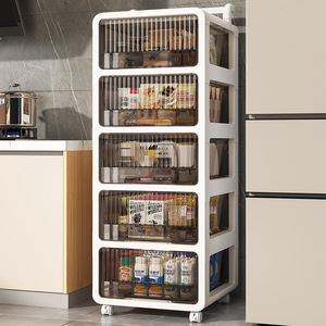 ตู้ลิ้นชักข้างเตียงแบบเคลื่อนย้ายได้ตู้เก็บของมีช่องเก็บของโต๊ะข้างเตียงลิ้นชักพลาสติกใส - Product Image 4