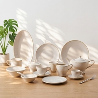 Service de table en céramique et porcelaine ST Modern Milk White Smooth Colored Glaze, comprenant des assiettes à dessert et des bols à riz, pour la maison, l'hôtel et les banquets.