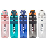 Bouteille d'eau Tritan sans BPA, anti-fuite, avec marqueurs de temps, portable, pour fitness et sports de plein air, 350ml/500ml/700ml/1000ml, ouverture à un clic