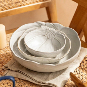 Bol en céramique blanc en forme de <span class=keywords><strong>citrouille</strong></span>, multi-usages, pour petit-déjeuner, flocons d'avoine, salade, soupe, bol décoratif pour la cuisine, pour un usage quotidien - Product Image 6