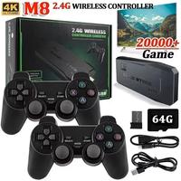 Console de jeu vidéo 2.4G avec deux manettes sans fil 4K pour PS1/SFC/NES TV & PC, 20000 jeux, 64 Go, rétro, Noël pour enfants