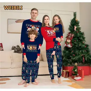 Aile noel pijama eşleştirme giyim seti Xmas yetişkin baba anne çocuk pijama pijama kıyafet