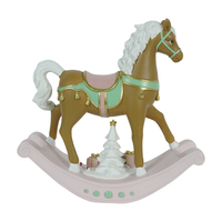 Nouveauté : Cheval brun musical LED écologique avec sapin de Noël, décoration de maison, ornement en résine