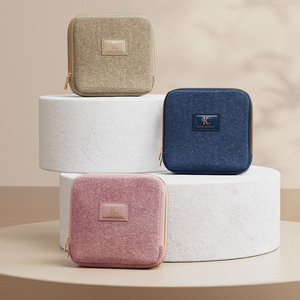 Japanese Korean Style Women Jewelry Bag 11x11x4cm Soft Flannel Clutch Storage For Bracelet Gift Use - Product Image 1