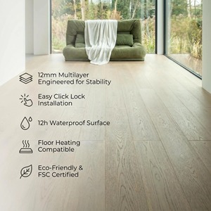 <span class=keywords><strong>Parquet</strong></span> en bois d'ingénierie en chêne blanc multicouche 12mm 14mm, système <span class=keywords><strong>de</strong></span> pose à clipser, étanche, à lattes larges, Piso <span class=keywords><strong>De</strong></span> Madera - Product Image 1