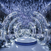 Arche d'entrée LED en métal circulaire éclairée par des lumières RGB, décoration de couloir pour événements de mariage de luxe SMOOTH