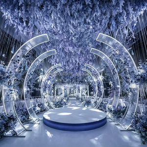 Arco de Entrada LED Circular de Metal con Iluminación RGB para Decoración de Pasillos en Eventos de Boda de Lujo - Product Image 5