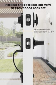 Modern Matte Black Front <b>Door</b> Handle Set Zinc Alloy Heavy Duty Entry <b>Door</b> <b>Lock</b> Handlesetwith Deadbolt and Interior Lever - Product Image 4