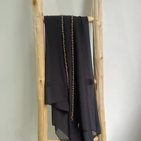 Hijab Premium avec Perles en Strass, Châle pour Soirée, Chiffon Islamique de Haute Qualité, Hijabs Brillants pour Femmes, Design Personnalisé, Fait Main