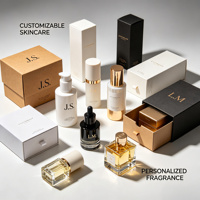 Flacons compte-gouttes en verre transparent avec couvercle or et argent, boîte cadeau personnalisée avec logo, emballage cosmétique pour huiles essentielles, soins de la peau et sérums.