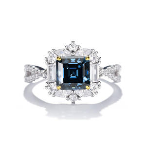 Moissanite ring 925 sterling zilver platina geplateerd <span class=keywords><strong>Asscher</strong></span> geslepen <span class=keywords><strong>2</strong></span> karaat Ice Tower gecertificeerd klauwzetting dames verlovingsring - Product Image 1