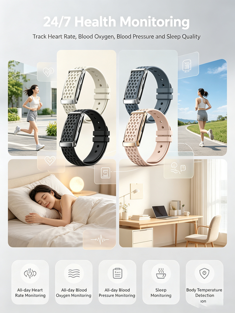 Custom Screenless Smart Bracelet 24H Heart Rate Sleep SpO2 Blood Pressure Monitor 1ATM Waterproof Free SDK for Outdoor Sports