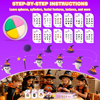 Kit de Breloques en Argile pour Enfants Halloween - Ensemble d'Argile Ultra Légère 12 Couleurs, DIY Jack O'Lantern, Fantôme, Chauve-souris, EN71 ASTM
