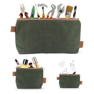 Heavy Duty 16OZ Waxed Canvas Mini Zipper Bag Pouch Network Tool Kit Bag - Product Image 2