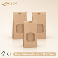 Sacs en papier kraft marron personnalisés OEM sans poignée, découpés à la forme, avec fermeture pliante, trois tailles, en gros pour la vente au détail de café