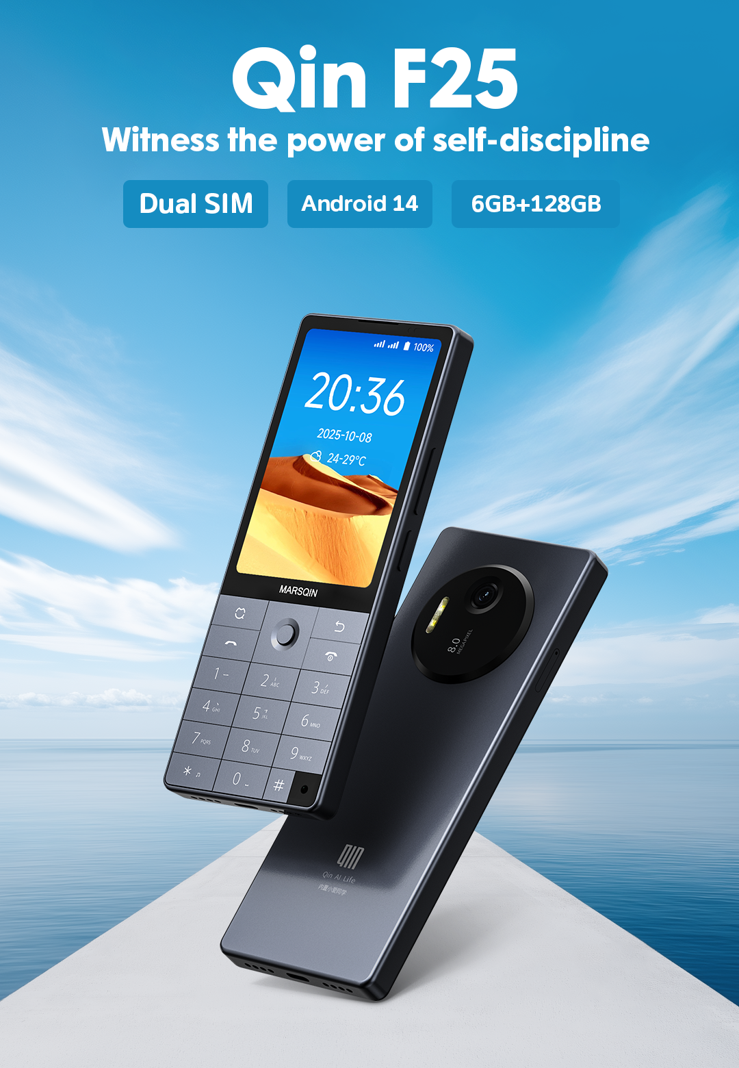 Qin F25 Dual SIM Android 14 Smartphone with 128GB Storage