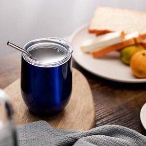 Ensemble de gobelets isothermes en acier inoxydable bleu royal 12 oz avec couvercle et paille – Tasse de voyage réutilisable pour la maison, le bureau et l'extérieur - Product Image 2