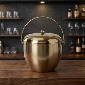 Casserole moderne de luxe en acier inoxydable avec couvercle, design rond en métal poli, poignée durable - Product Image 2