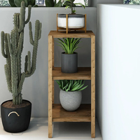 Étagère d'angle en bois à 3 niveaux, table d'appoint décorative minimaliste, support pour plantes