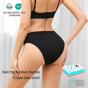 9089 Ropa Interior de Bambú para Mujer, Bragas Sanitarias de Cuatro Capas a Prueba de Fugas, Sin Toallas, Alta Absorbencia, Flujo Abundante, <span class=keywords><strong>Culotte</strong></span> Menstruelle - Product Image 3