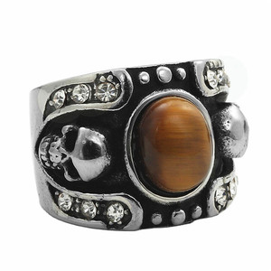 Anillo de Calavera de Acero de Titanio para Hombre, Joyería Retro Punk, Regalo, Diseño Geométrico, Color Marrón y Negro, Talla Estadounidense - Product Image 4
