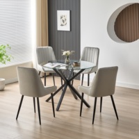 Ensemble de table à manger circulaire en verre pour 4 personnes avec 4 chaises noires pour la maison ou l'hôtel/villa Meubles de salle à manger élégants