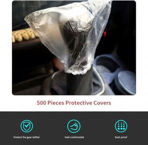 500 Housses de levier de vitesse jetables transparentes avec bordure élastique, protections en plastique pour detailing automobile, usage temporaire toutes saisons, personnalisables - Product Image 3