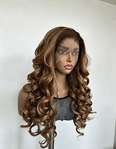 Perruque synthétique Lace Front Latisha Copper Brown Bouncy Wave 13*6 à raie libre en fibre <span class=keywords><strong>Future</strong></span>, prête à porter sans colle, avec mélange de fibres capillaires - Product Image 4