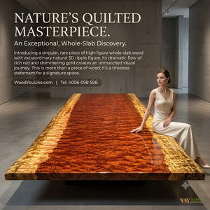 Plateau de table en bois massif <span class=keywords><strong>Bubinga</strong></span> à bords naturels, motif ondulé, pour usage commercial - Product Image 1