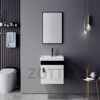 Meubles bon marché d'Amérique du Sud Petit meuble de salle de bain en contreplaqué Ensemble de vanité Évier en céramique avec miroir Armoire en contreplaqué moderne