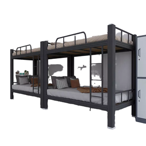 Lit superposé pliant minimaliste pour enfants avec cadre métallique inclinable, double sur double, avec barrières de sécurité pour <span class=keywords><strong>la</strong></span> chambre à coucher - Product Image 1