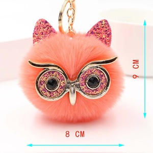 Porte-clés oreilles de hibou à paillettes, accessoire pour femmes, breloque pelucheux, en fausse fourrure d'animaux, boule, <span class=keywords><strong>Pompon</strong></span>, nouvelle collection - Product Image 6