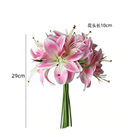 Lot de 6 fleurs artificielles en soie rose longue durée pour la décoration intérieure, les centres de table d'hôtel et le bureau, et fausses lys artificielles