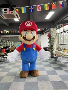 ตัวการ์ตูนSuper Mario Inflatableมิ่งขวัญเครื่องแต่งกายตุ๊กตาโฟมสําหรับผู้ใหญ่สําหรับงานปาร์ตี้เทศกาลปักหมวกกันน็อคโลโก้