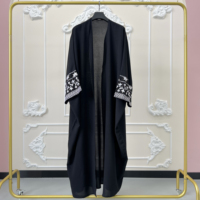 Abaya de Dubaï 2025 – Élégante, unie, ouverte, modeste, brodée – Robe pour femmes musulmanes – Design Dubaï – Abaya noire