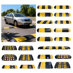 Ralentisseur en caoutchouc robuste haute visibilité sécurité routière 183cm bosse de route jaune noir anti-dérapant installations - Product Image 1