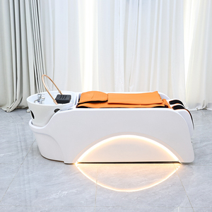 Neues Design Friseursalon-Möbel Weißer Waschplatz Luxuriöses Modernes Elektrisches <span class=keywords><strong>Massage</strong></span>-Kopf-<span class=keywords><strong>Spa</strong></span>-Shampoo-Bett mit Beleuchtung - Product Image 3