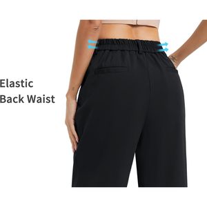 Pantalones de Vestir de Pierna Ancha para Mujer, Cintura Alta, Elásticos, con Bolsillos, Antiarrugas, Estilo Casual - Product Image 5