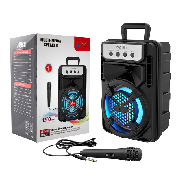 SING-E ZQS1481 Wireless Card Large Capacity Square Dance Speaker 4 Inch Outdoor Portable Karaoke Home Portable BT Speaker